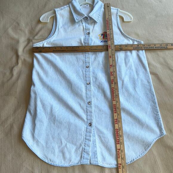 Vintage SGT. Leisure Embroidered Kona Sleeveless Denim Shirt Top USA medium - Picture 9 of 9